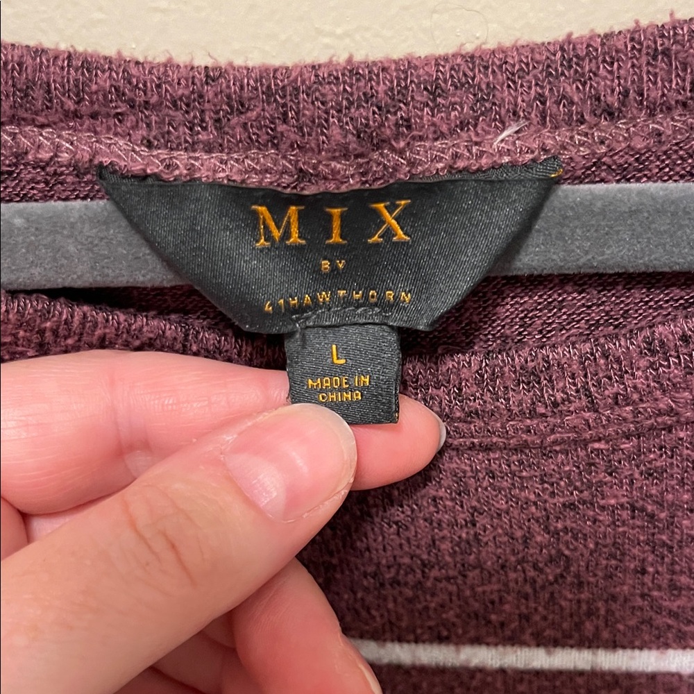 41 Hawthorn Burgundy and White Striped Sweater - Picture 2 of 4